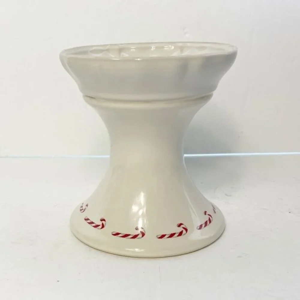 Casafina Nutcracker White Ceramic Candle Holder Candy Cane Design 12 TD122-WHI